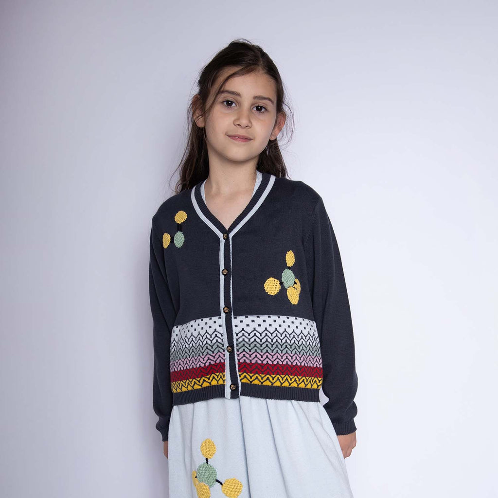 The Hand-Embroidered Cardigan — Grey