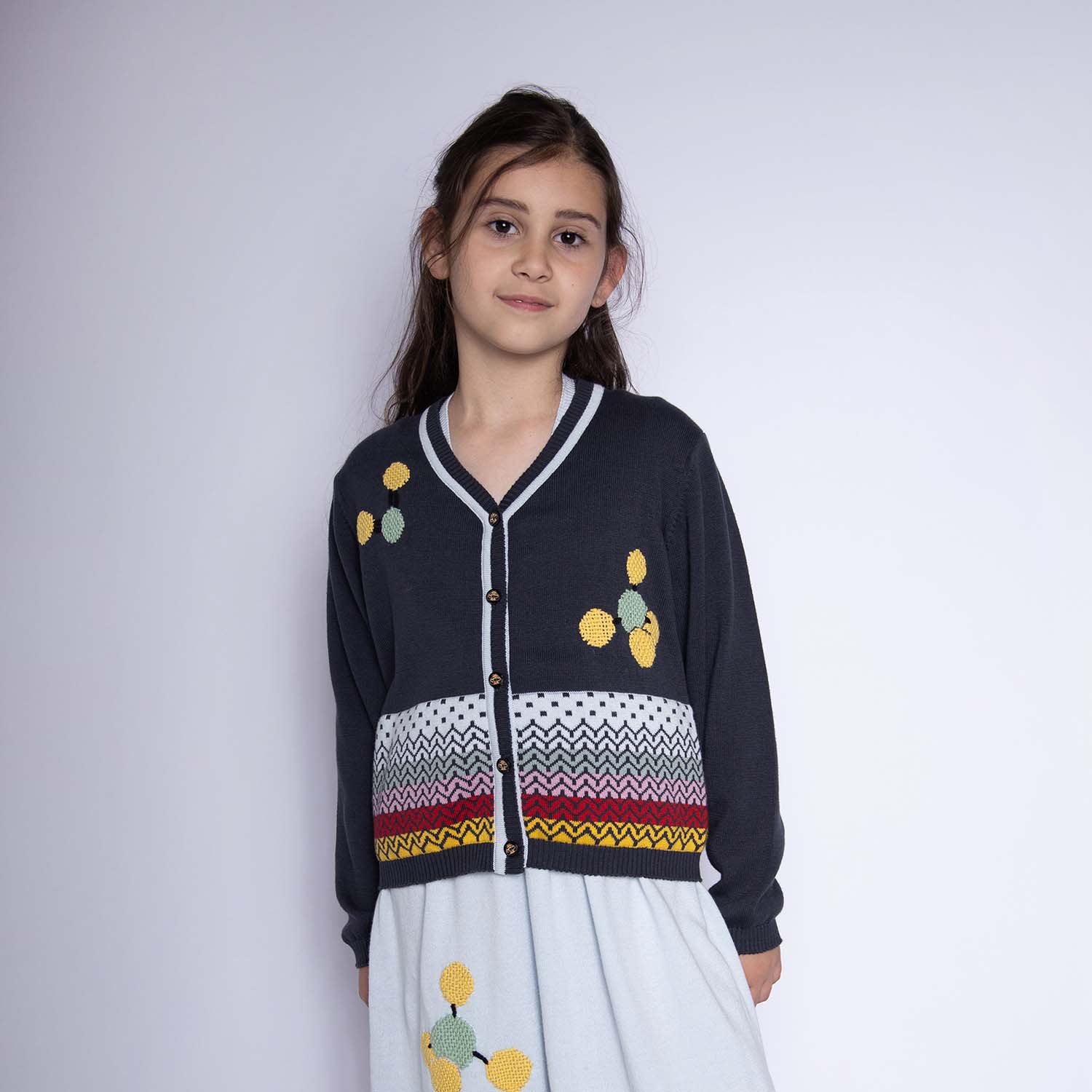 The Hand-Embroidered Cardigan — Grey