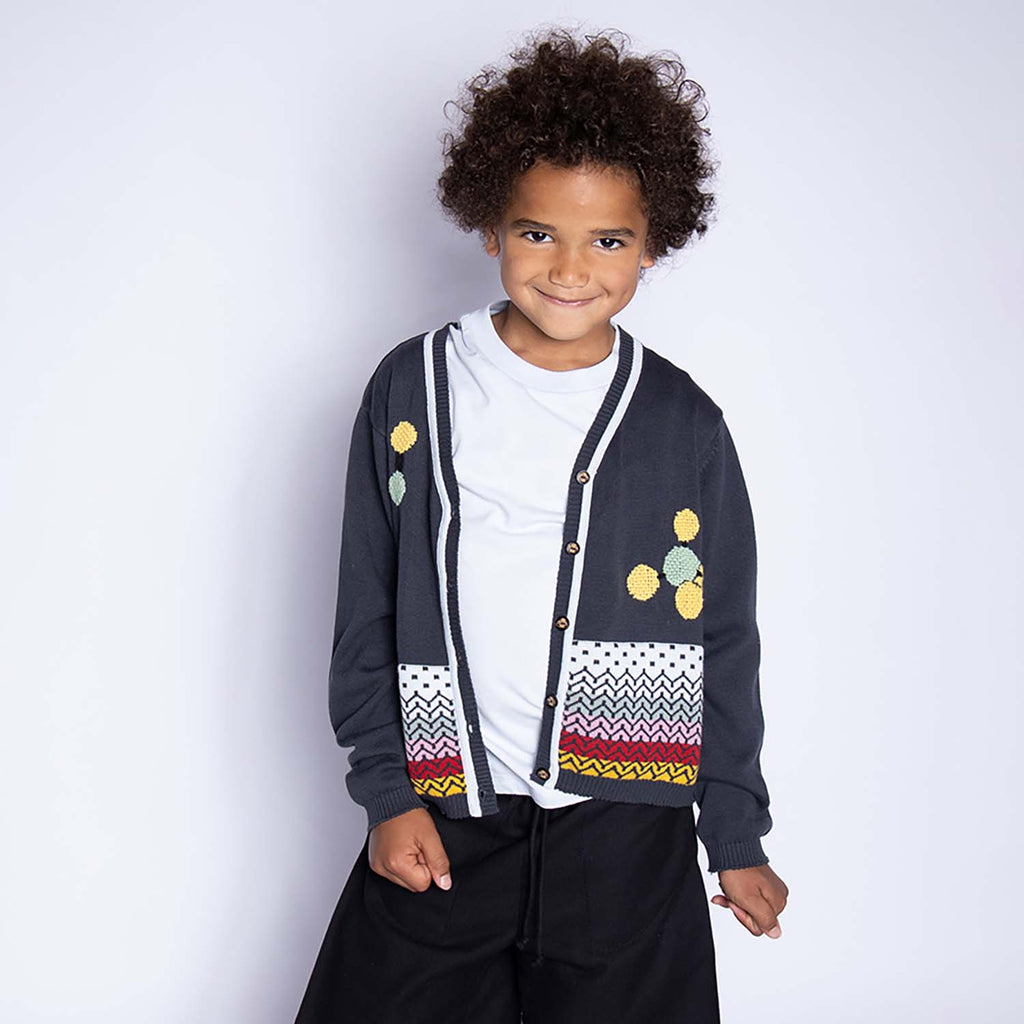 The Hand-Embroidered Cardigan — Grey